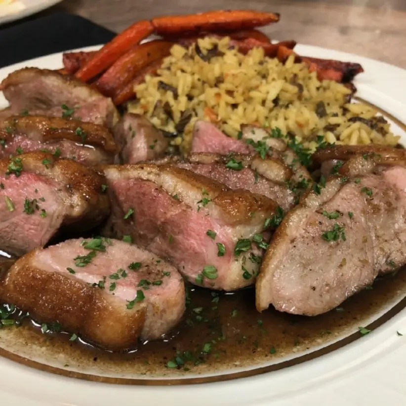 creation thumb for Pan Seared Duck Breast Coated In A Pomegranate Chilli Sauce