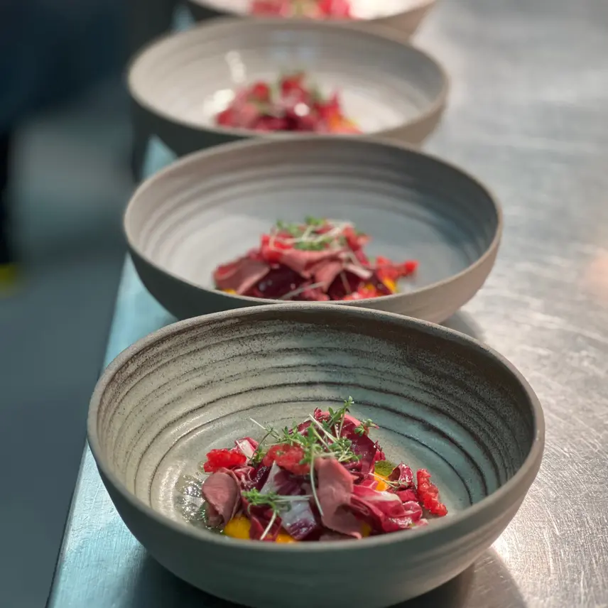creation thumb for Duck breast on sweet potatoes and raspberries