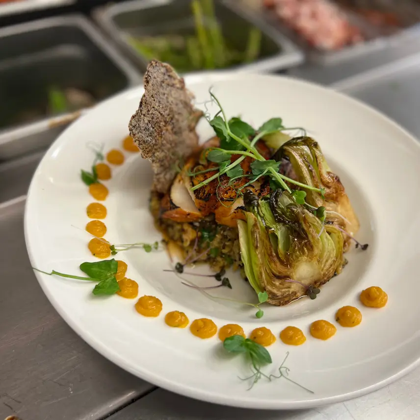 creation thumb for Sable fish quinoa with squash purée saltado bokchoy 