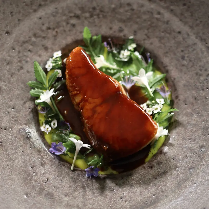 creation thumb for Yellowtail, Zucchini, Basil Zabaione and Oil