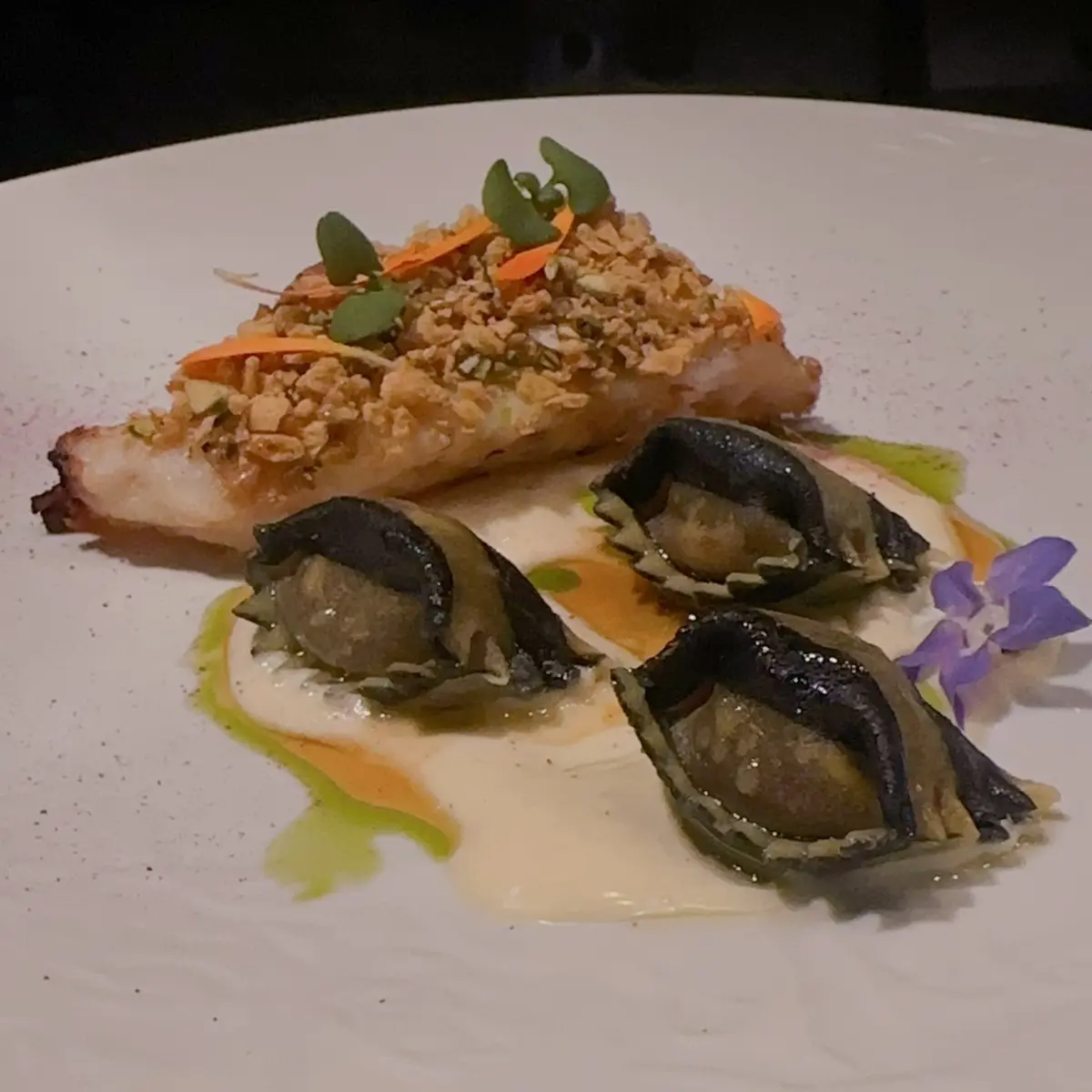 creation thumb for Sweet Potato Agnolotti, Araxá Cheese Fonduta, Grilled Lobster & Pistachio Crub