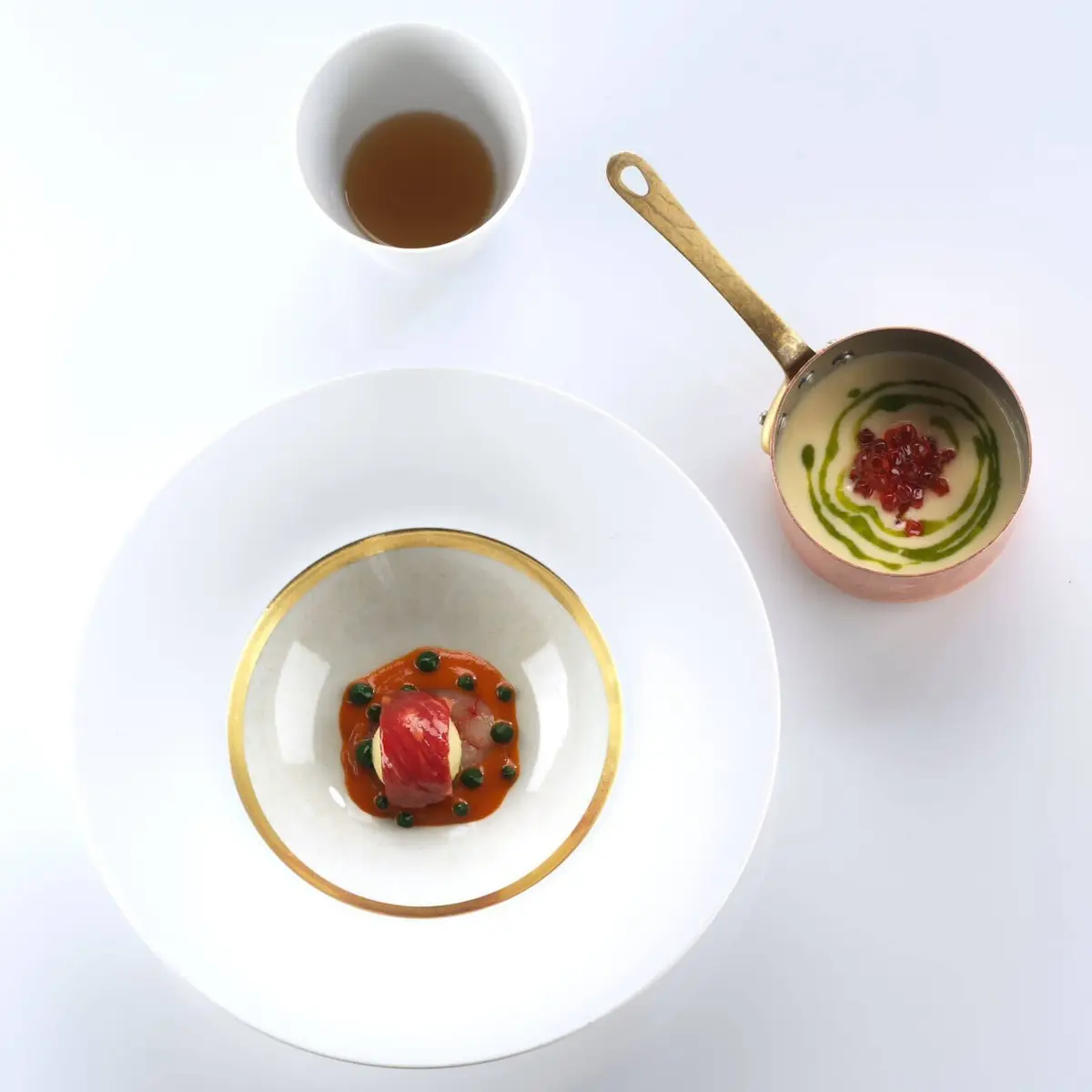 creation thumb for Pomme de terre fumée au foin, nduja, crevettes et chicorée