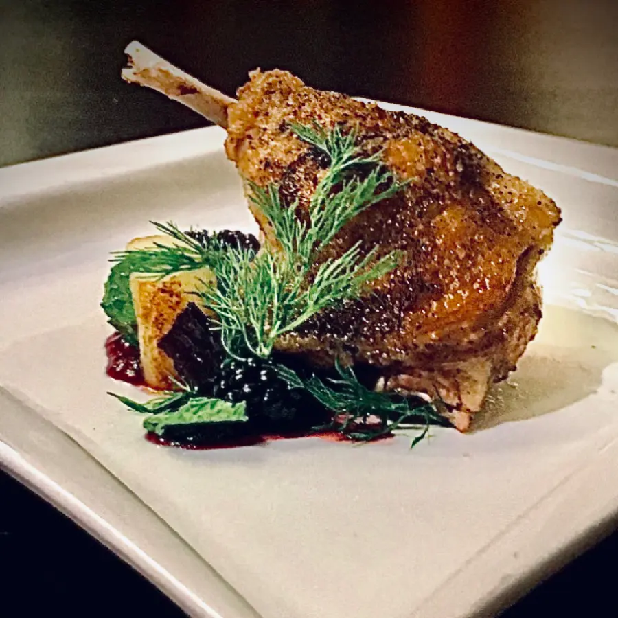 creation thumb for Duck confit with blackberry jam and jelly