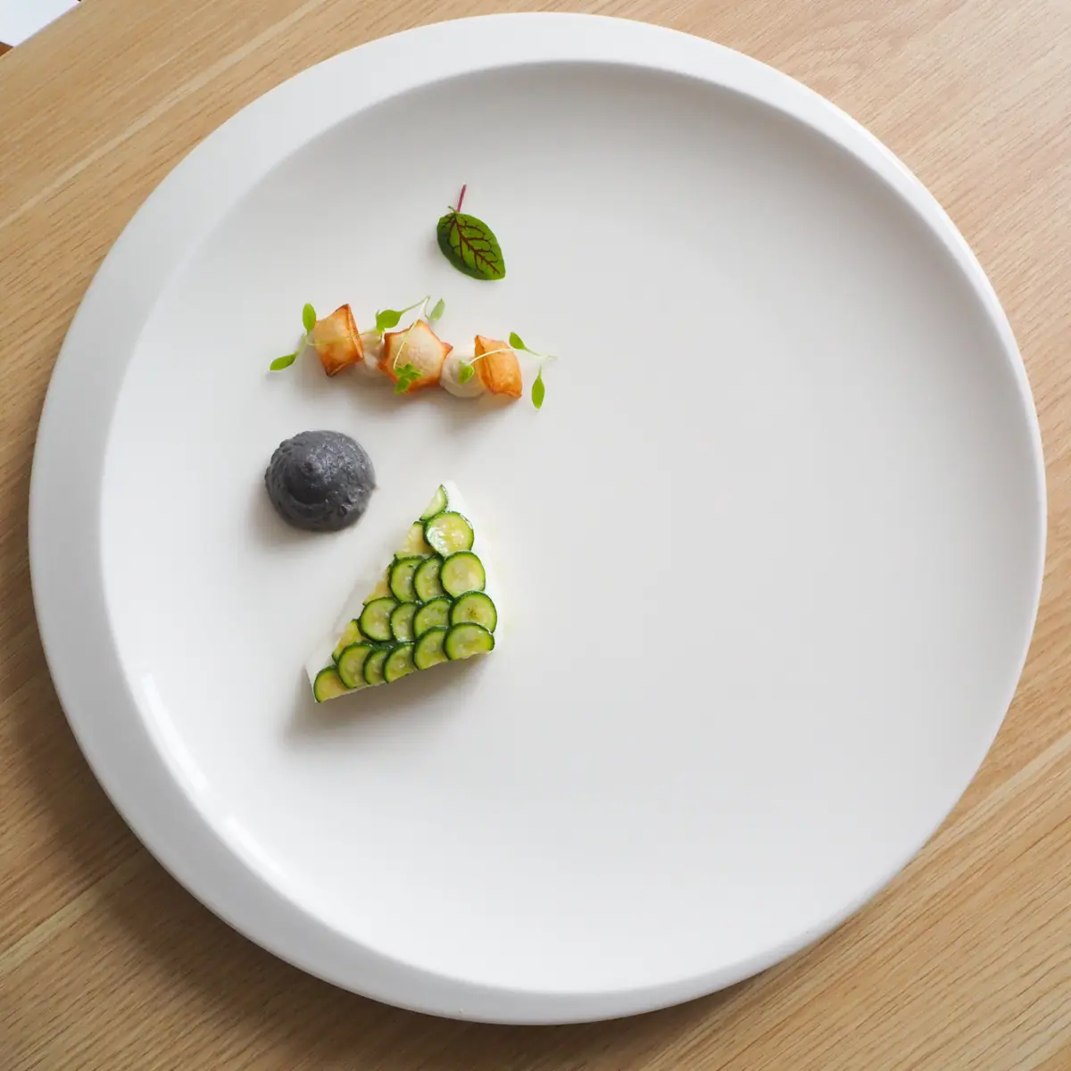 creation thumb for Halibut, Baby Zucchini, Caulifower Puree, Truffled Pomme Souffle