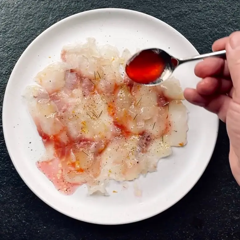 creation thumb for Bergamot, Pine & Blood orange-cured Sea Bream