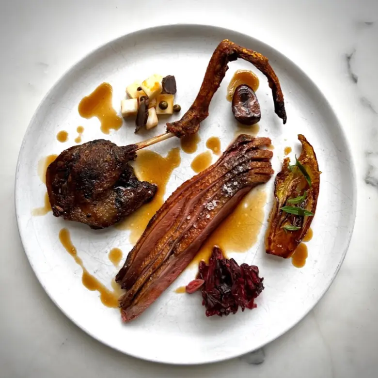 creation thumb for Mallard, radicchio jam and smoked heart