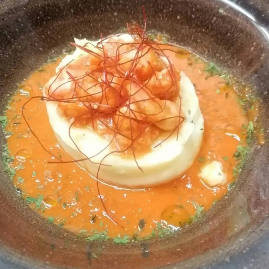 creation thumb for POTATOE purè, Pepper cream and lime shrimp