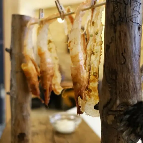 creation thumb for Tempura prawns with bacon and green apple
