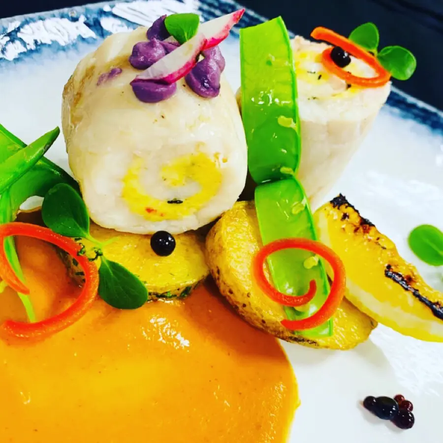 creation thumb for Sole stuffed with curry shrimp mouse and pomodoro sauce