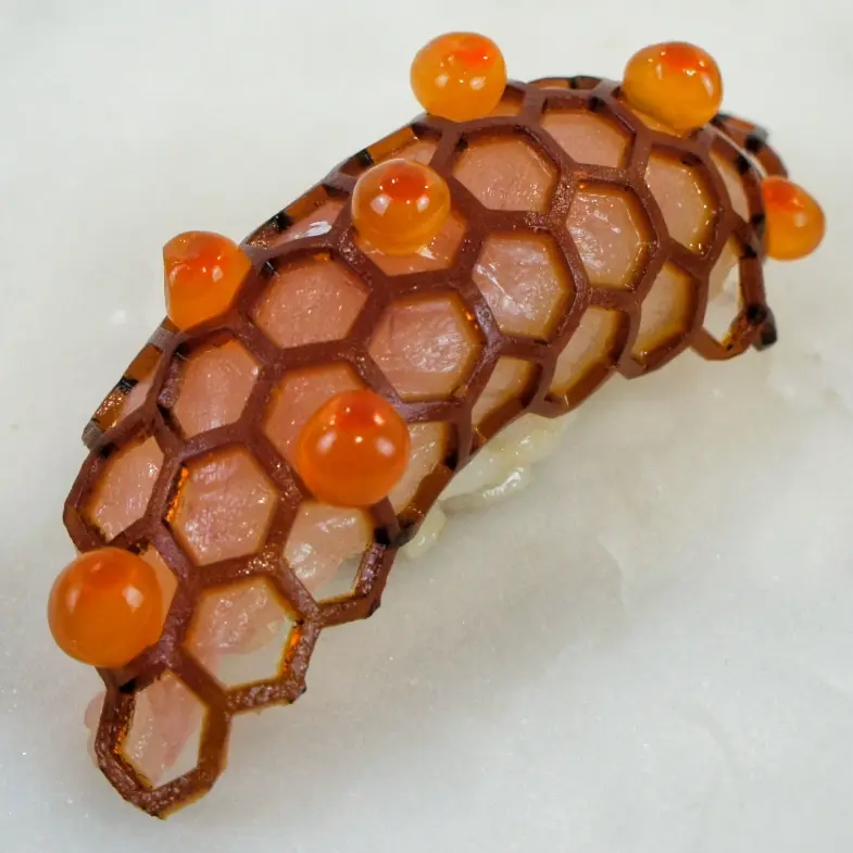 creation thumb for Sea Bream Nigiri, Soy Jelly & Salmon Roe