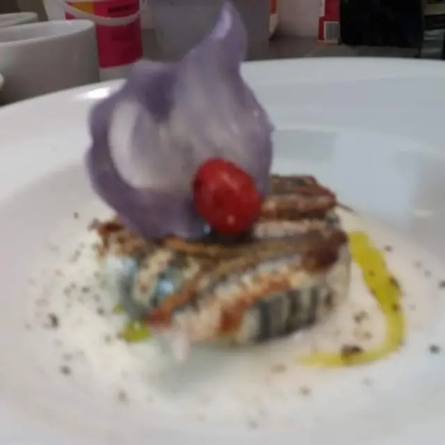 creation thumb for Lemon Anchovy Tortino with Goat Cheese Foam