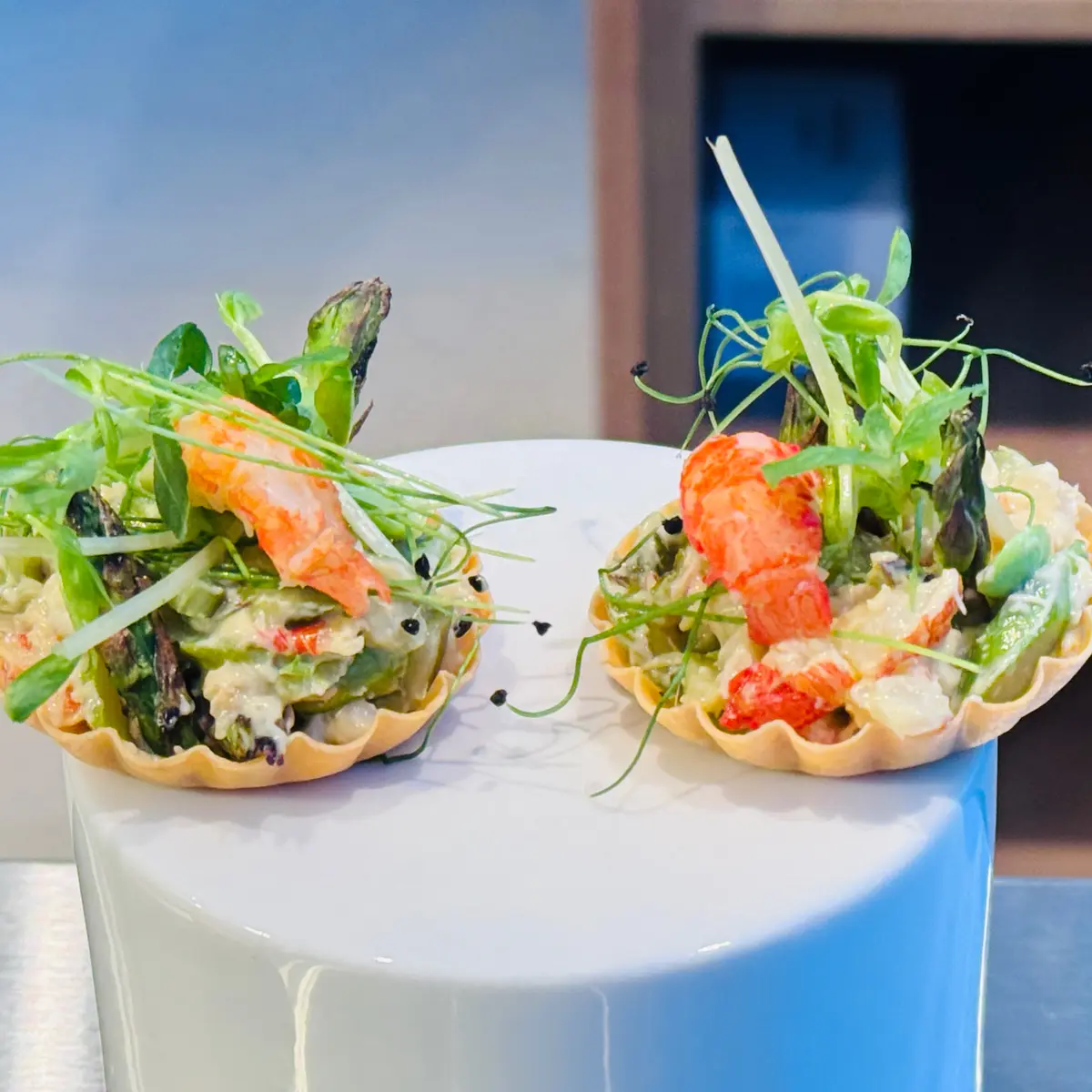 creation thumb for Prawn Tartlet with Brown Butter Emulsion and Lemon Dressing