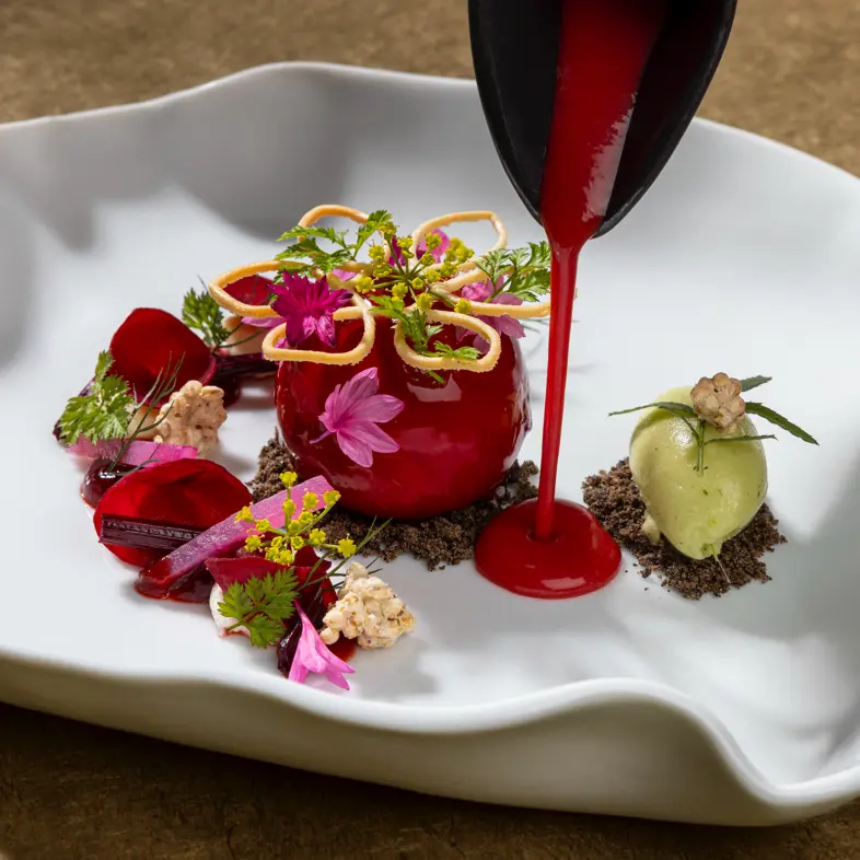 creation thumb for "Beetroot" goat cream cheese - coffee - lemon marigold