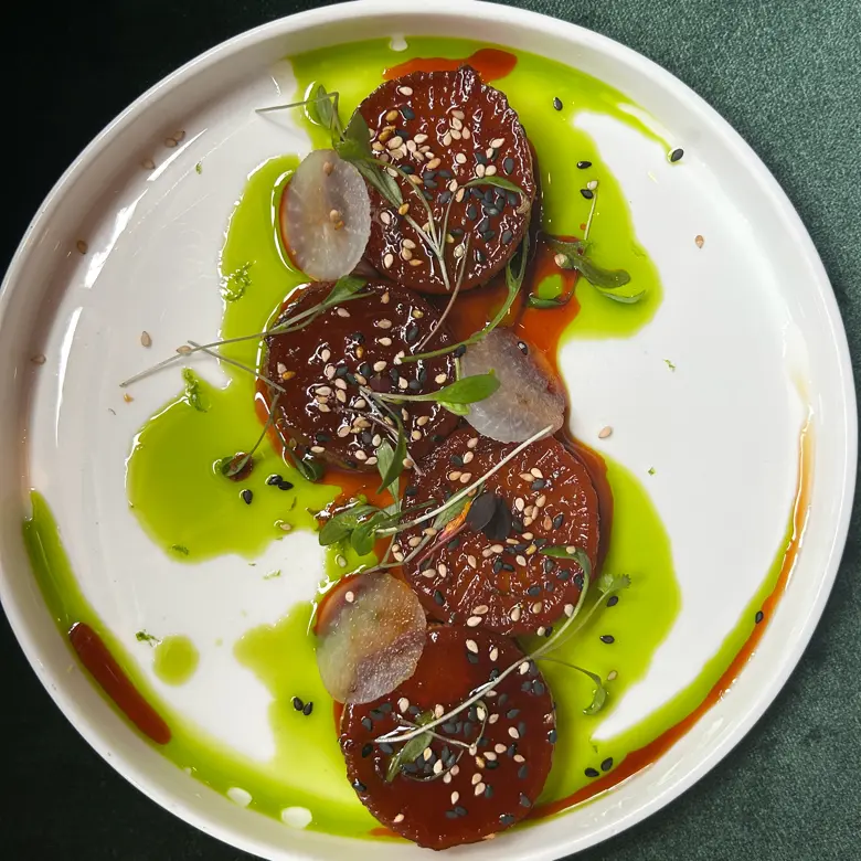 creation thumb for Daikon soy citrus, sesame, coriander oil