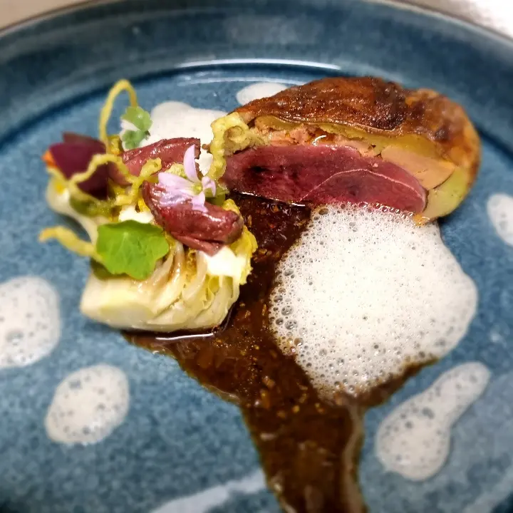 creation thumb for Wild duck crepinet/ romaine lettuce/ port wine jus