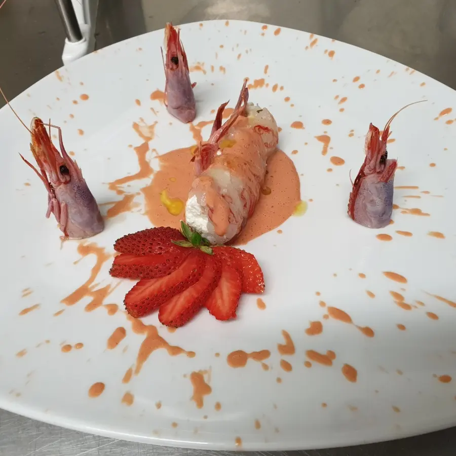creation thumb for Crudite gambero rosso Mazara con caprino fresco