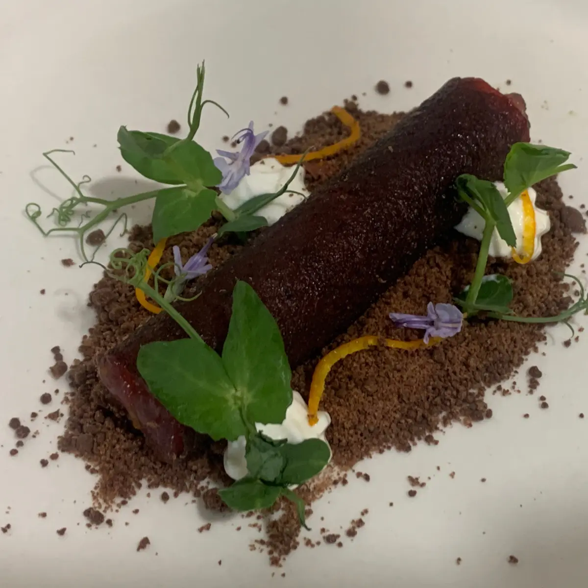 creation thumb for Cannolo di barbabietola, tartare di tonno e cioccolato 99%