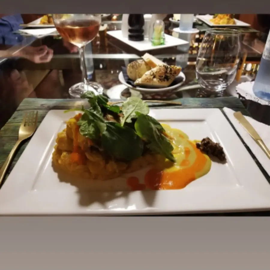 creation thumb for Brassed porn, smash sweet potatoe with dulce de leche, sauce 3 colors sweet peppers.