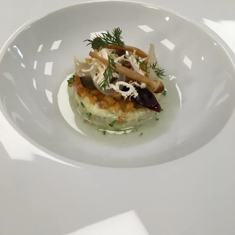 creation thumb for mushroom, pork, parsley, dill, creme fresh, sweet and sour onion / grape