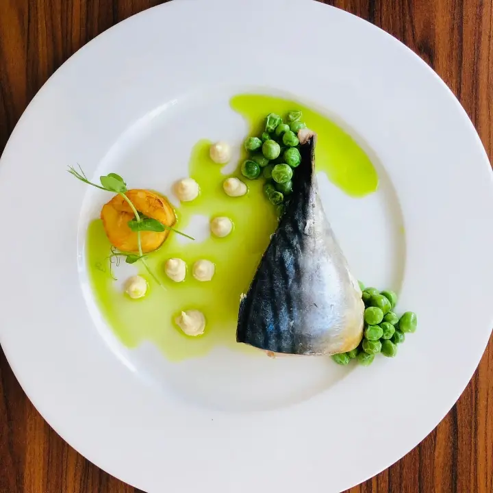 creation thumb for Bonito fond potato celery puree green oil