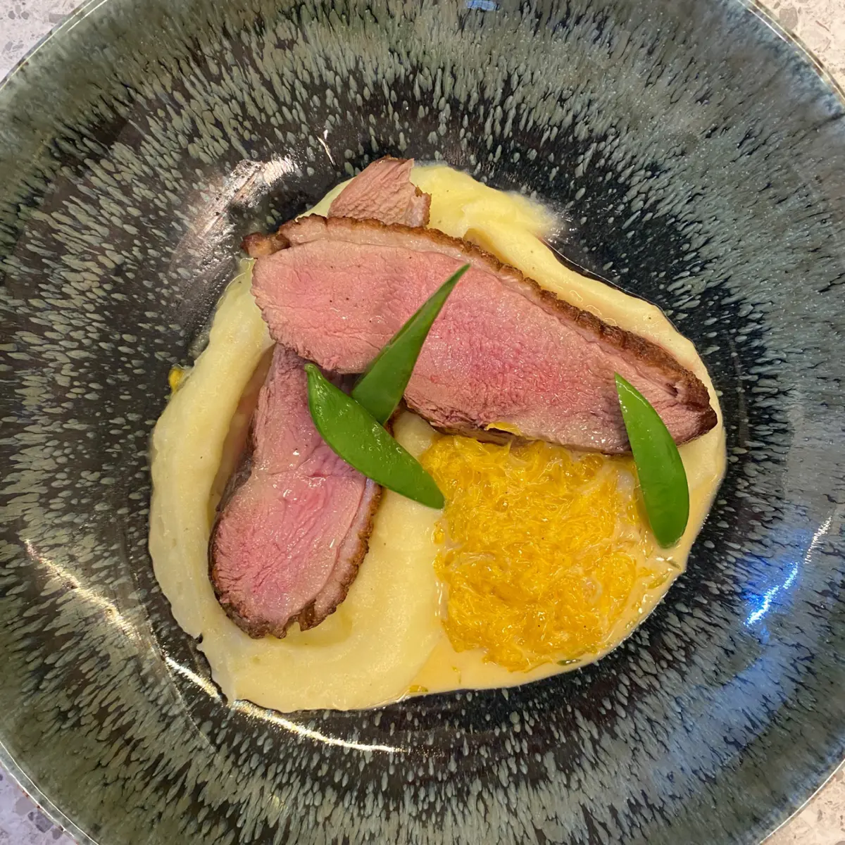 creation thumb for Duck breast/puree/Orange sauce