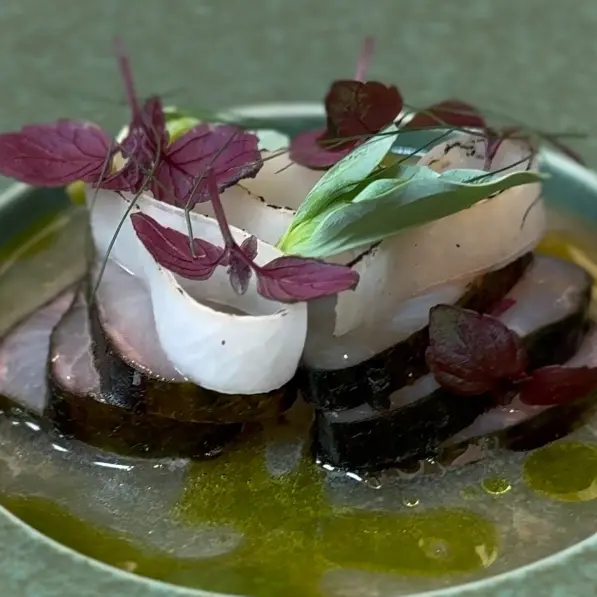 creation thumb for Aged Yellowtail with Umeboshi & Shiso