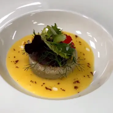 creation thumb for Fennel with Almond Cream and Orange Emulsion