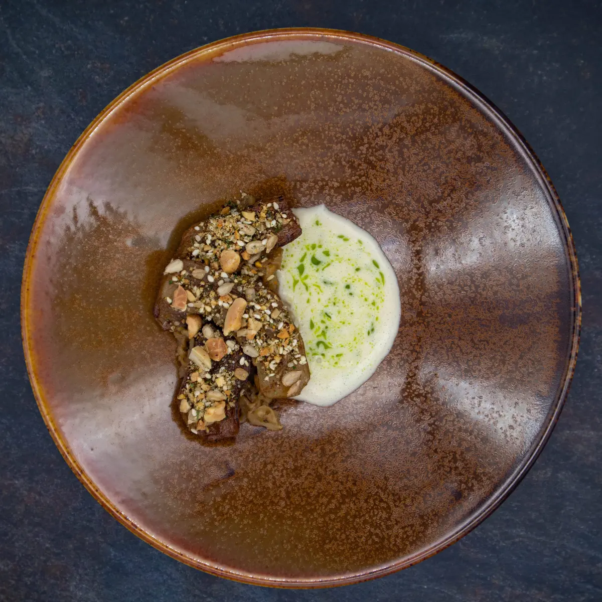 creation thumb for TOPINAMBOUR/DUKKAH/LACTO FERMENTED EMULSION