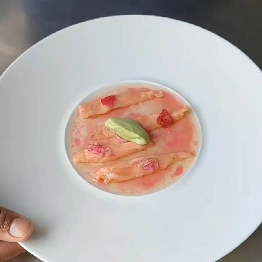 creation thumb for Pickled Wild Rose Dressing with Smoked Salmon