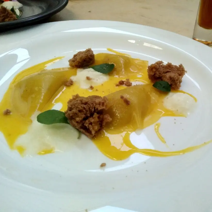 creation thumb for Fake ravioli, passion fruit sabayon, chocolate and coconut