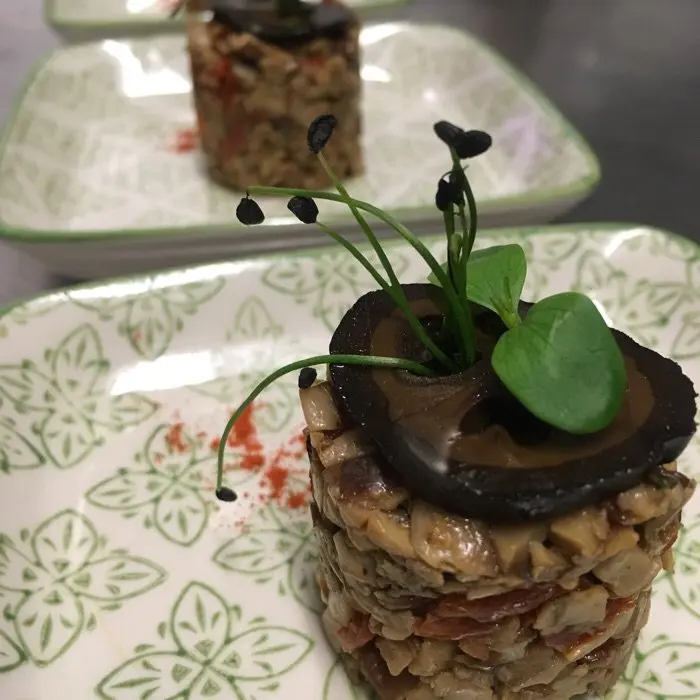 creation thumb for Mushroom Tartar • Sweet preserved walnuts
