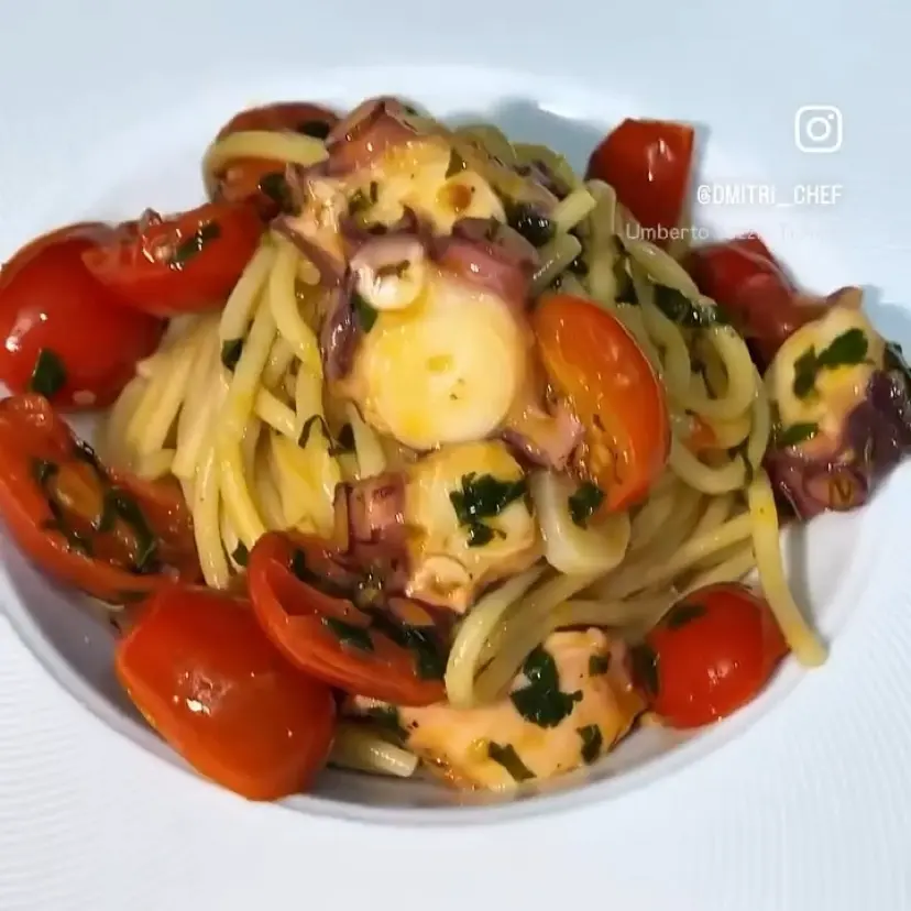 creation thumb for Spaghetti with Octopus & Cherry Tomatoes