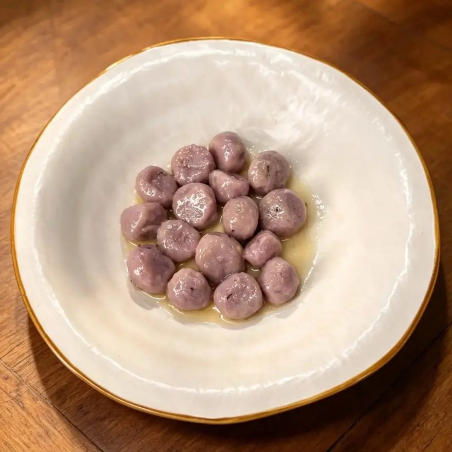 creation thumb for Gnocchis de Pommes de Terre Violettes Grillés au Charbon
