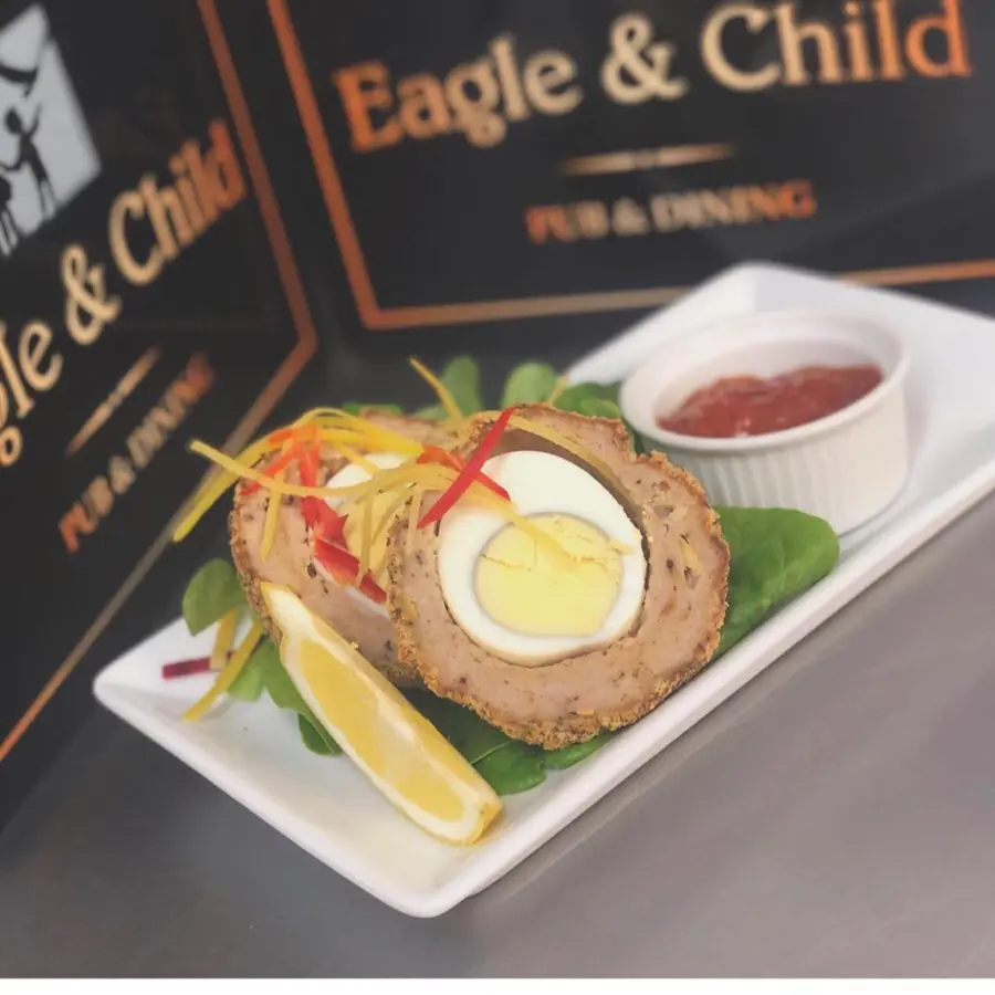 creation thumb for Lincolnshire pork and apple scotch eggs with a tomato chilli jam
