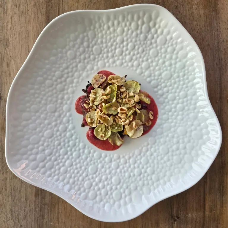 creation thumb for BBQ Mushrooms, Braised Chicoree, Cranberries Vinaigrette