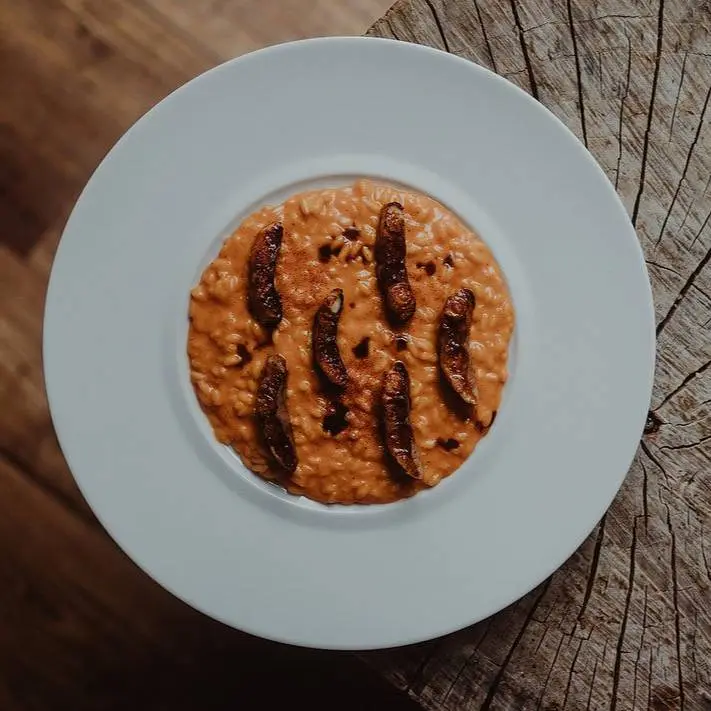 creation thumb for Risotto, anguille grillée, beurre acidulé, poivron crusco