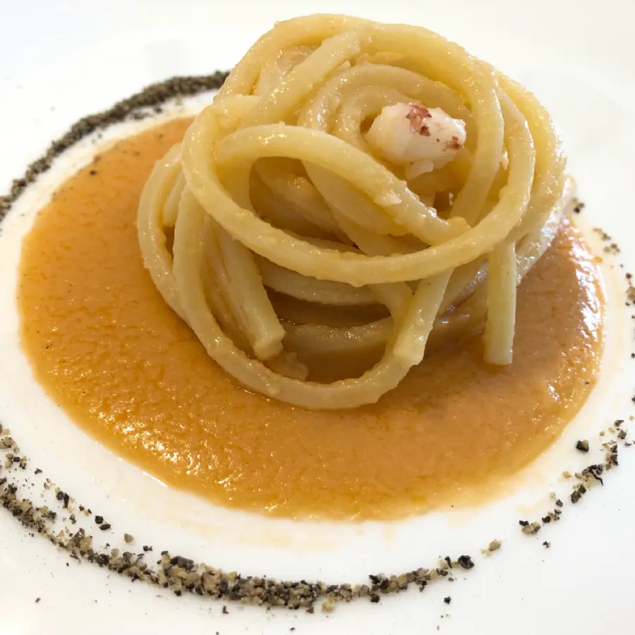 creation thumb for Spaghetti crema di porro,gamberoni e pepe nero