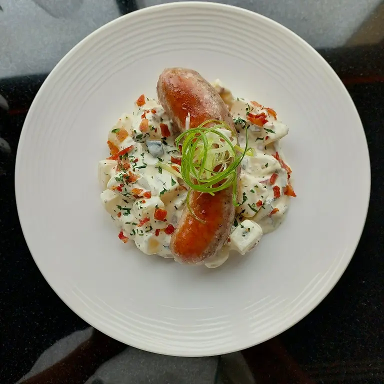 creation thumb for Grilled Pork Sausage with Potato Salad
