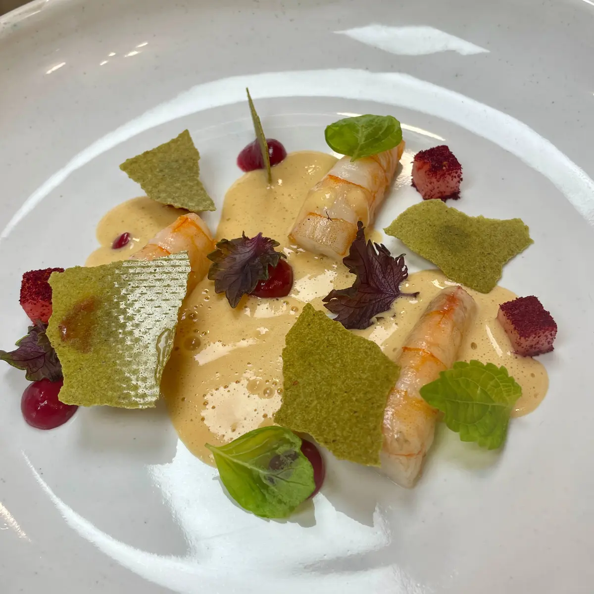 creation thumb for Grilled Prawns, Plum, Pistachio