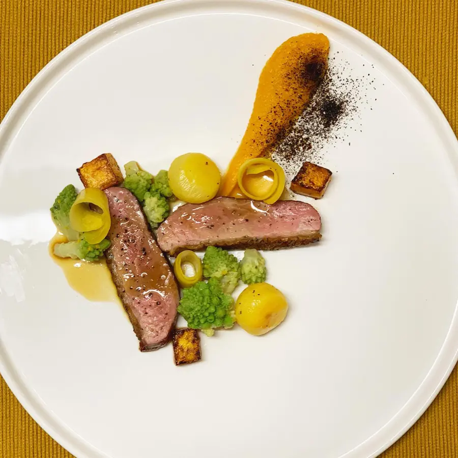 creation thumb for Duck Breast, orange butternut purée, Foie gras sauce
