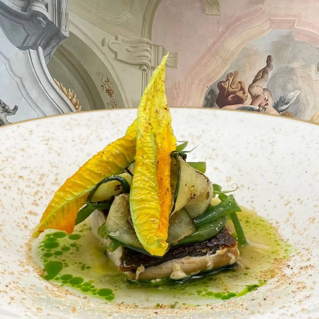 creation thumb for Catch of the day, zucchini, pesto, tomato and nutmeg