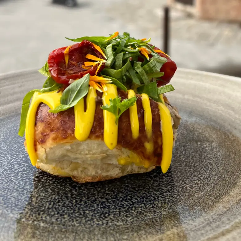 creation thumb for Brioche bread, smoked mackerel mayonnaise, smoked cherry tomato
