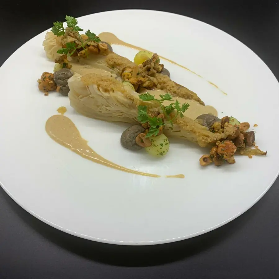 creation thumb for Burnt cabbage/ Chanterelle mushrooms/ potato