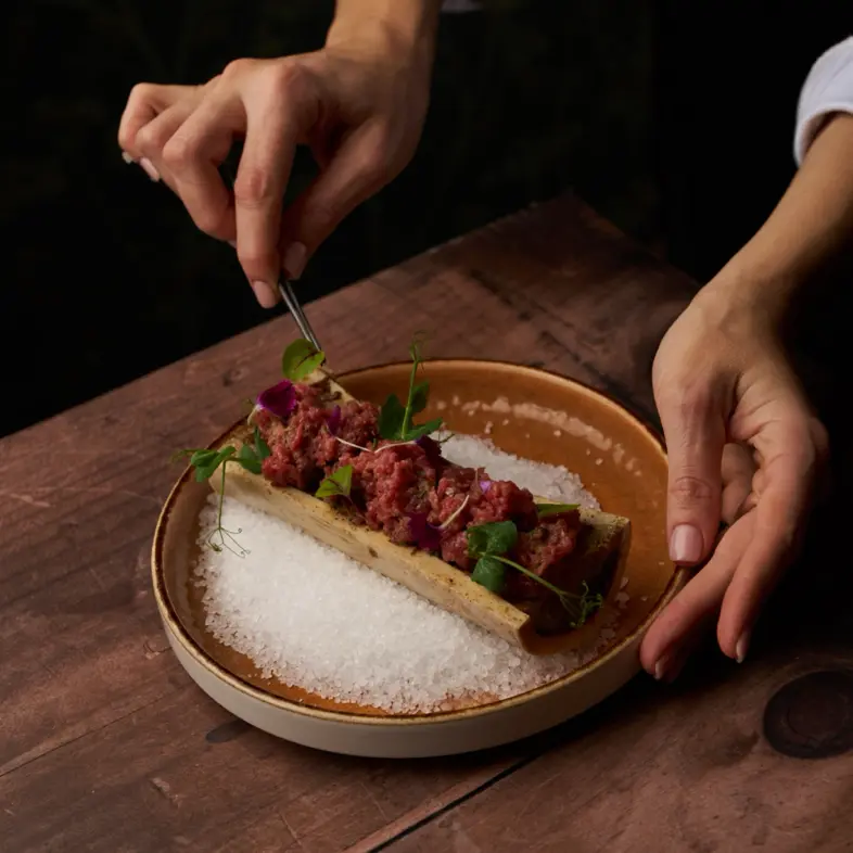 creation thumb for FASSONA BEEF TARTARE WITH MARROW 