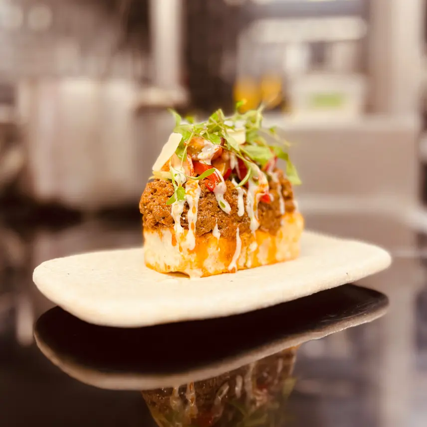 creation thumb for Spiced Beef on Crispy Focaccia with Herbs & Parmigiano