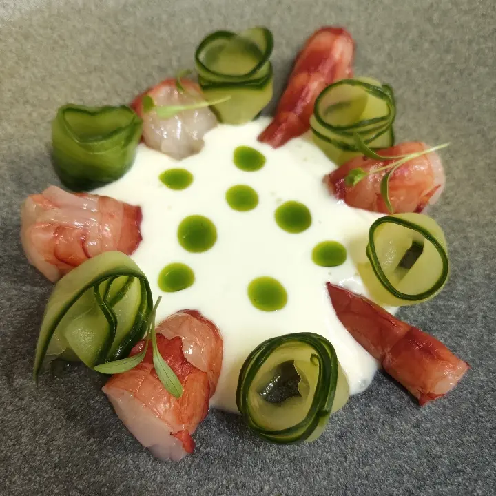 creation thumb for Ceviche de carabinero • Leche de tigre de coco • Pepino