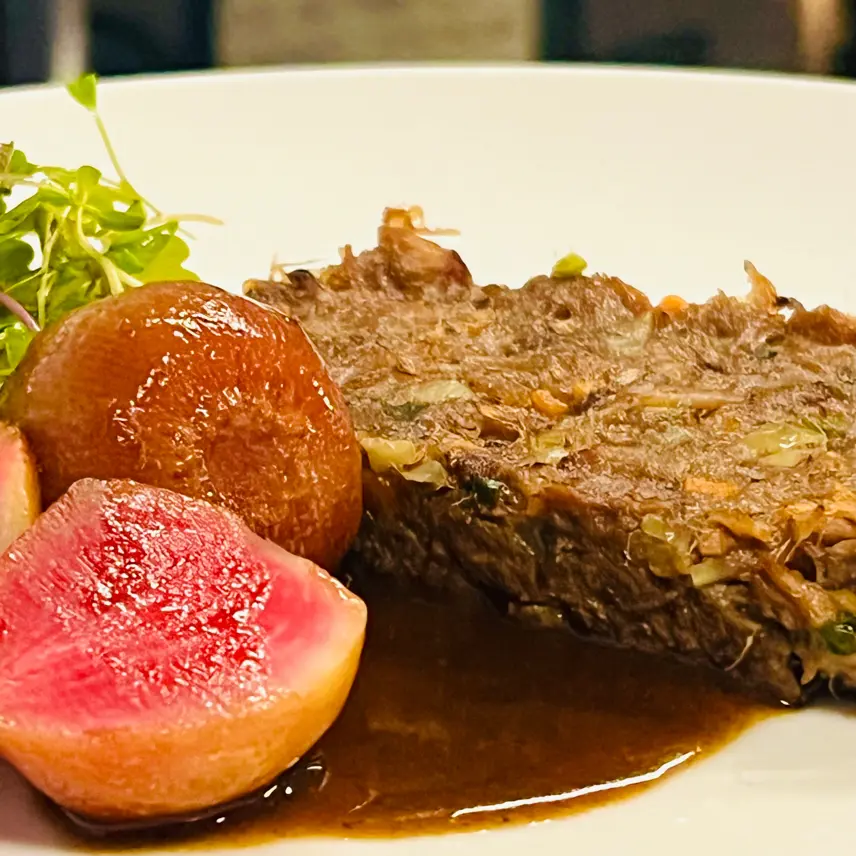 creation thumb for Ossobuco. Demi glace com especiaria. Nabo glaceado