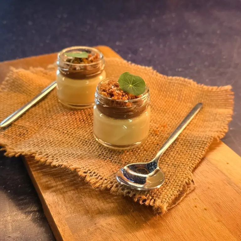creation thumb for Flan di foie gras. Compota di castagna fermentata.