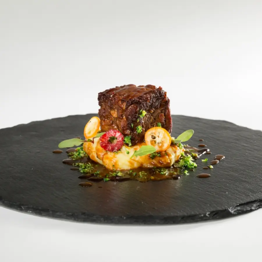 creation thumb for Beef ribs with mashed sweet potato and orange