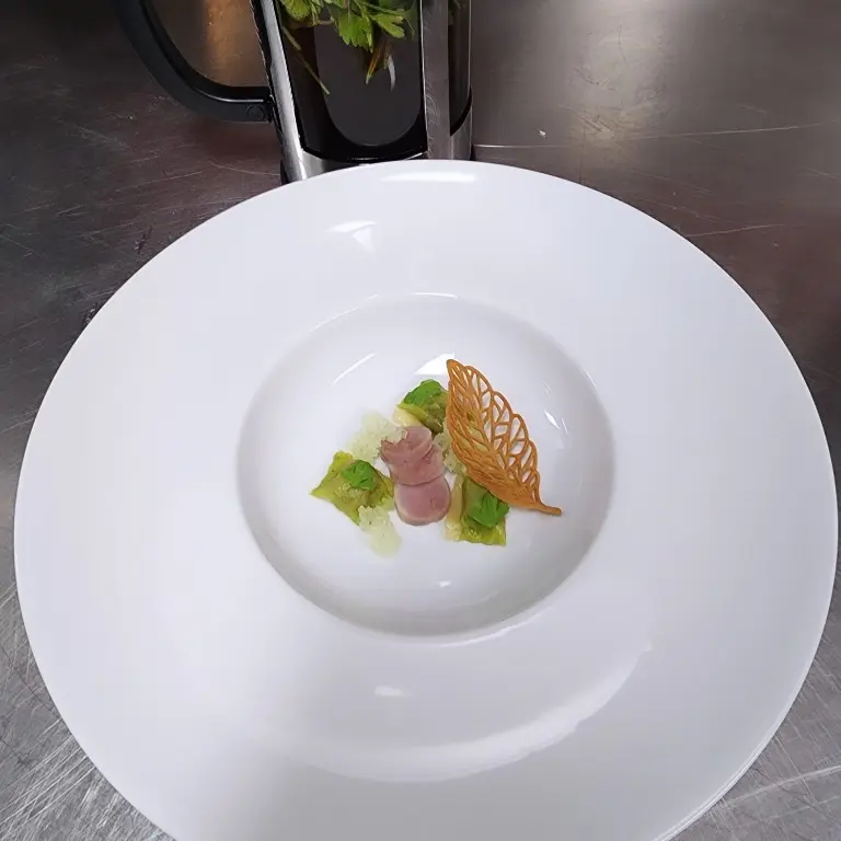 creation thumb for Quail Roulade/ Quail Confit Agnolotti/ Duck Fat Tuile